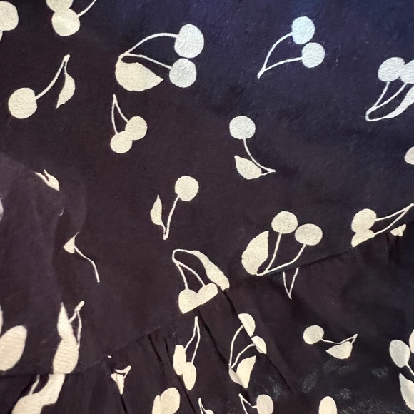 Sunday Best Blue and White Cherry Patterned Wrap Skirt - Picture 2 of 5